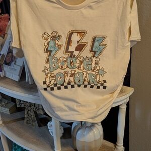 Gildan Cream 'Boogie Cowgirl' Graphic Tee with Turquoise and Brown Accents